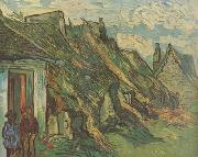 Vincent Van Gogh Thatched Sandstone Cottages in Chaponval (nn04) USA oil painting artist